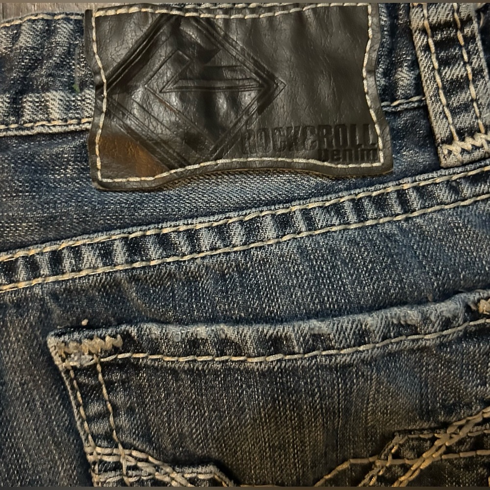 Rock & Roll Cowboy Jeans Mens 34 (34x34) Pistol Regular Straight Western Denim - Picture 8 of 8